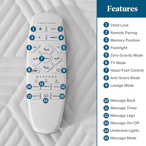Lucid L600 Adjustable Bed Base Frame - Twin XL - Zero Gravity - Bluetooth - Companion App - Head and Foot Incline - Interactive Dual Massage - Under Bed Lighting - Wireless Remote - Dual USB Ports - size: Twin XL, style: L600