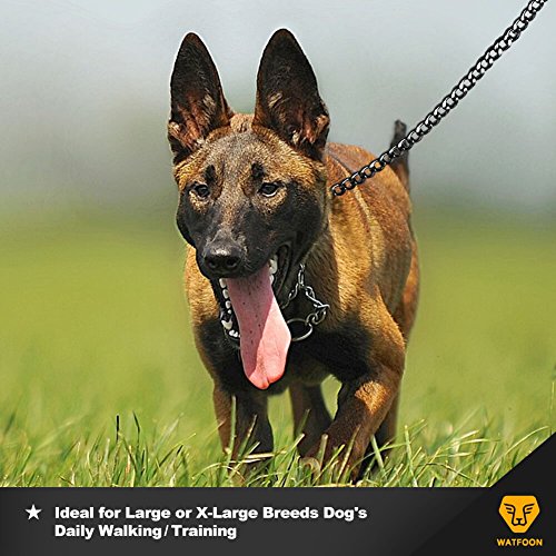 Premium Heavy Duty Extra Wide Links 13mm Dog Chain Leash, 6 Feet Faux Chrome Stainless Steel Cuban Link Chain Labor-Saving Spring Basic Leash for Medium Big Dogs Walking,Traffic Training Traveling