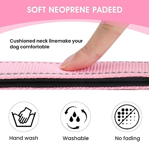 Reflective Dog Collar Padded with Soft Neoprene Breathable Quick Release Basic Dog Collars for Puppy Extra Small Dogs Pink Girl - color: Pink, size: XS:width 5/8"neck 8-10.5"