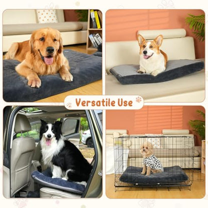 EMPSIGN Stylish Dog Bed Mat Dog Crate Pad Mattress Reversible (Cool & Warm), Water Proof Linings, Removable Machine Washable Cover, Firm Support Pet Crate Bed for Small to XX-Large Dogs, Grey - size: S(23"*16"*3")