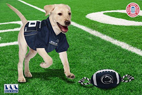 NCAA Penn State Nittany Lions Football Dog Toy, Tough Quality Nylon Materials, Strong Pull Ropes, Inner Squeaker, Collegiate Team Color - color: Penn State Nittany Lions
