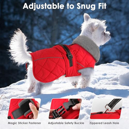Dog Coat, Waterproof Dog Winter Jacket with Adjustable Buckle, Reflective Turtleneck Pet Snow Vest Warm Fleece Sweater for Small Medium Large Dogs - Red, 2XL - color: Red, size: XX-Large