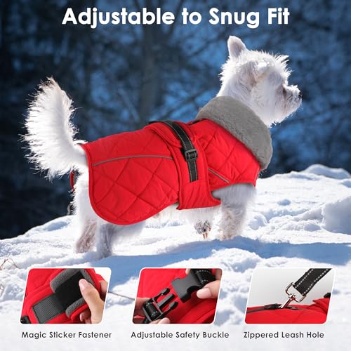 Dog Coat, Waterproof Dog Winter Jacket with Adjustable Buckle, Reflective Turtleneck Pet Snow Vest Warm Fleece Sweater for Small Medium Large Dogs - Red, 3XL - color: Red, size: XXX-Large