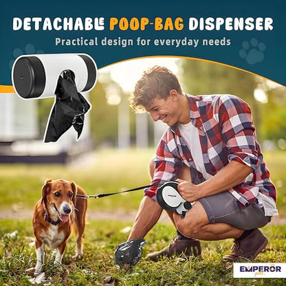 16 ft Retractable Dog Leash White - Heavy Duty Retractable Pet Leash with Anti-Slip Grip for Medium to Large Dogs up to 110 lbs -Aura BW16 - color: White, size: 16 ft