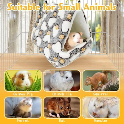 PINVNBY Rat Hammock Soft Ferret Hideout Bed Hanging Hamster Tunnel Cave Small Animal Cage Accessories Toy for Guinea Pig Chinchilla Squirrel Sugar Glider (Gray)