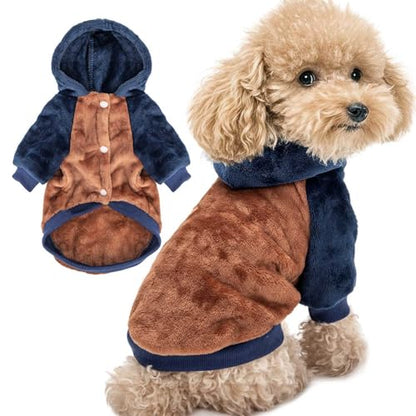 FabriCastle Dog Hoodie Sweater for Small Dogs Boy and Girl, Dog Clothes S XS XXS Puppy Sweatshirt, Pet Outfit, Cat Clothing Super Soft Warm Snap On Closure (Camel-Navy, X-Small) - color: Camel-Navy, size: X-Small