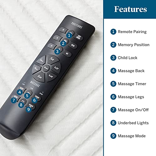 Lucid L600 Adjustable Bed Base Frame - Twin XL - Zero Gravity - Bluetooth - Companion App - Head and Foot Incline - Interactive Dual Massage - Under Bed Lighting - Wireless Remote - Dual USB Ports - size: Twin XL, style: L600