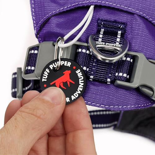 Tuff Pupper All-Day Wear Dog Harness | for Walking, Trail Running, Hiking | Front & Back Leash Clips | Reflective Trim | Easy On/Off Buckles | Lightweight Breathable | No Pull Design (Small, Purple) - color: Deep Purple, size: Small