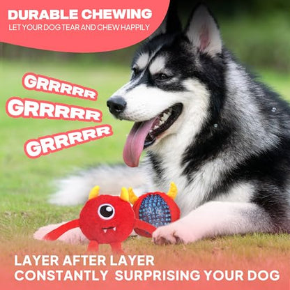 Fida Dog Chew Toys for Aggressive Chewers(3in1),Squeaky Dog Toys for Large Dogs，Interactive Dog Toys to Keep Them Busy, Dog Ball for Small, Medium and Large Dogs(Red) - color: Red