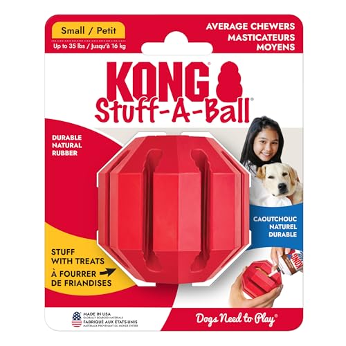 KONG Stuff-A-Ball - Durable Chew Toy for Dogs - Natural Rubber Dog Toy for Dental Health - Pet Toy for Chewing & Teeth Cleaning - Stuffable Toy for Dog Treats & Snacks - for Small Dogs - size: Small