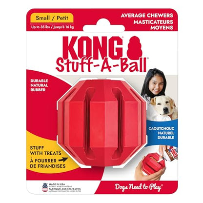 KONG Stuff-A-Ball - Durable Chew Toy for Dogs - Natural Rubber Dog Toy for Dental Health - Pet Toy for Chewing & Teeth Cleaning - Stuffable Toy for Dog Treats & Snacks - for Small Dogs - size: Small