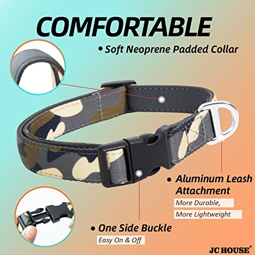 Soft Padded Dog Collar, Neck 12’’-20’’, Adjustable Heavy Duty Collar with 3M Reflective Logo for Medium, Large Dogs, Camo Green, M - color: Camo Green, size: Medium (Neck 12''–20'')
