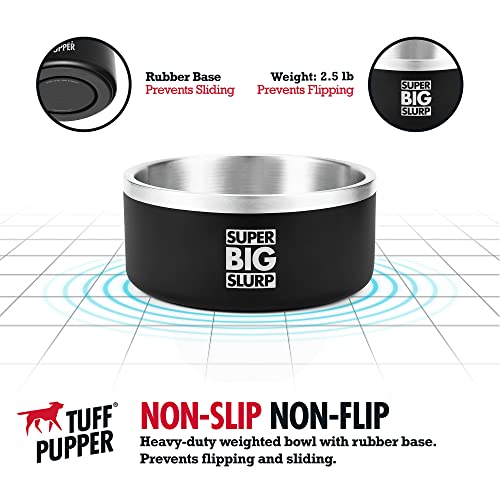 Tuff Pupper 100 oz Heavy Duty Insulated Stainless Steel Dog Bowl for Large Dogs, Non-Slip Base, Dishwasher Safe - color: Epic Black, size: 100oz