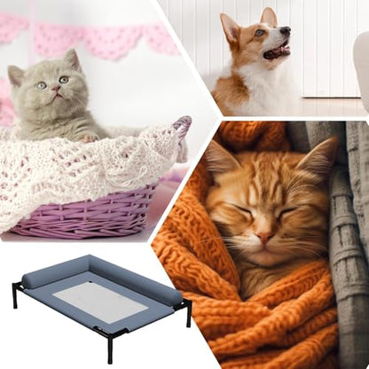 Dog Cot - Breathable Elevated Dog Cooling Bed, Washable Pet Sofa for Sleeping Play | Summer Hot Weather Puppy Senior Kitty Bunny Home Bedroom Living Room Offices Patio Backyard - color: Blue