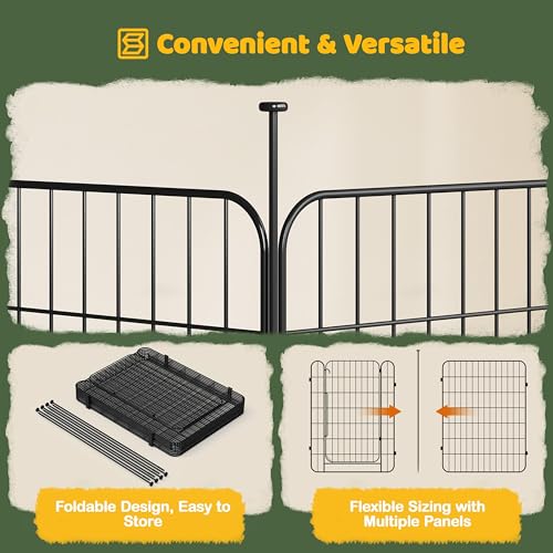 Yaheetech Dog Playpen for Puppy/Small Dogs, Foldable Pet Pen Expandable Fence with Door for Indoor/Outdoor Use, 32 Inch 8 Panels, Black - size: 32 inch