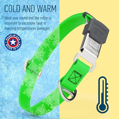 Biothane Waterproof Durable Dog Collar with Herm Sprenger - Quick Release ClicLock Buckle - Fits Medium and Large Dogs - Made in USA (Tropical Green, W 3/4" x L 12"-19") - color: Tropical Green, size: W 3/4" x L 12"-19"