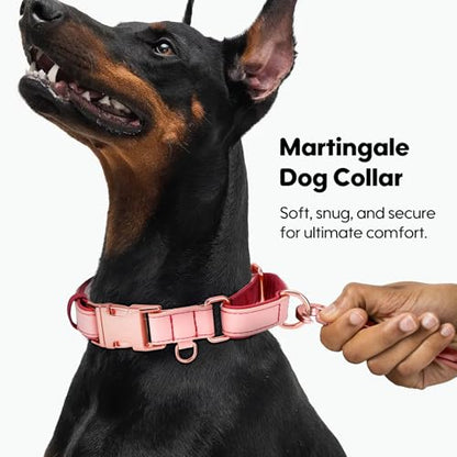 WHIPPY Vegan Leather Dog Collar No Slip Martingale Dog Collar with Quick Release Metal Buckle - color: pink, size: S:Fit 11-13" Neck