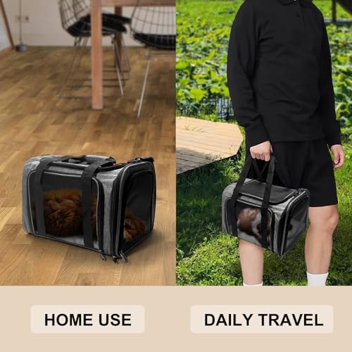 Pet Carrier for Small Dogs Cats, Up to 15Lbs, Airline Approved Collapsible Travel Puppy Carrier, 17x11x11 Inches, Grey - color: Grey, size: 17.0"L x 11.0"W x 11.0"H