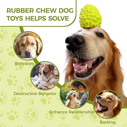 MewaJump Dog Squeaky Toys for Aggressive Chewers, Interactive Natural Rubber Chew Toy for Small Puppy Dogs, Tough Dog Toys for Medium Breed, Keep Dogs Busy, Training and Cleaning Teeth - color: Fruit-green