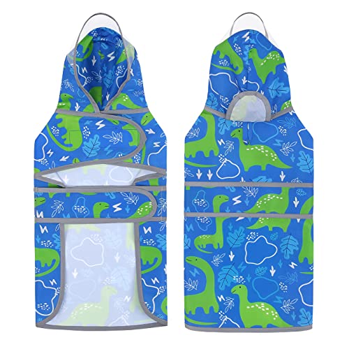 HDE Dog Raincoat with Clear Hood Rain Jacket Poncho for Small Medium Large Dogs Dinosaurs - S - color: Dinosaurs, size: Small