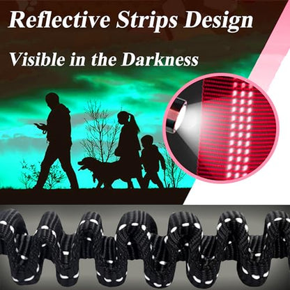 Bungee Dog Leash Extension Attachment 4ft with Double Swivel Clips for Bicycle, Running，Reflective Shock Absorbing Lead for Dogs up to 150 lbs (1, Red-Reflective) - color: Red-Reflective