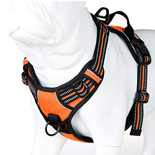 JUXZH Truelove No Pull Dog Harness with Easy Control Handle and 2 Leash Attachments,Reflective Adjustable Pet Vest - color: Orange, size: Small (Pack of 1)