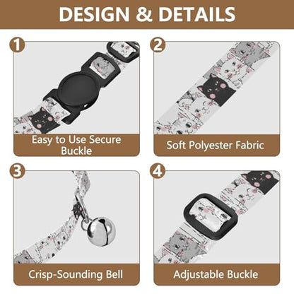 Cute Cats Easy to Wear Cat Collar 2 Pack Collars for Puppies - color: Cute Cats