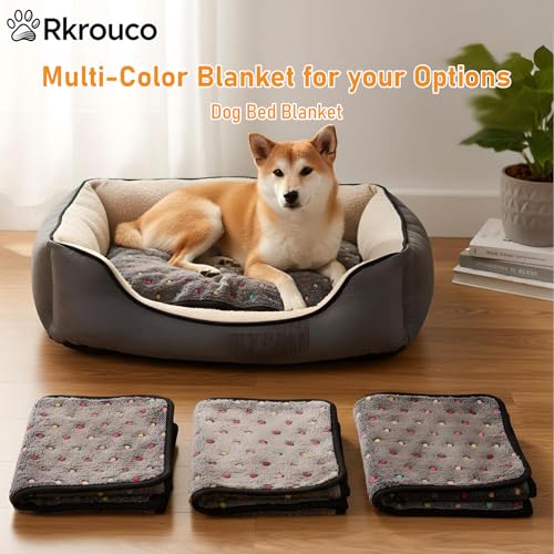 Three Piece Pet Blanket Set for Dogs Cats Soft Comfy Puppy and Kittens Bed Blanket Fluffy Fleece Pets Throw with Cute Patterns (Medium 30x20.5 inch, Gray Dots) - color: Gray Dots, size: Medium-30x20.5 Inch
