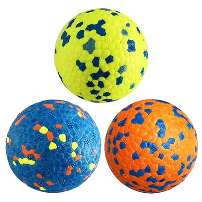 3Pack Dog Ball Toys Indestructible Float On Water Fetch Bouncy Durable Solid Rubber Ball for Puppy Small and Medium Dogs Playing Toys (3Pcs-2.55'') - color: A.Blue+Orange+Yellow