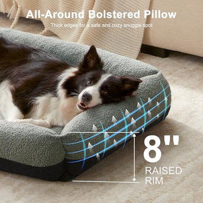 Washable Dog Bed Extra Large Sized Dogs, Washable Comfy Fluffy XL Dog Bed, Removable Zipper Cover Machine Wash, Durable Sleeping Pet Cuddler Bed with Anti-Slip Bottom, 42x30x8 in, Dark Grey - color: Dark Grey, size: XL(42''x30''x8'')