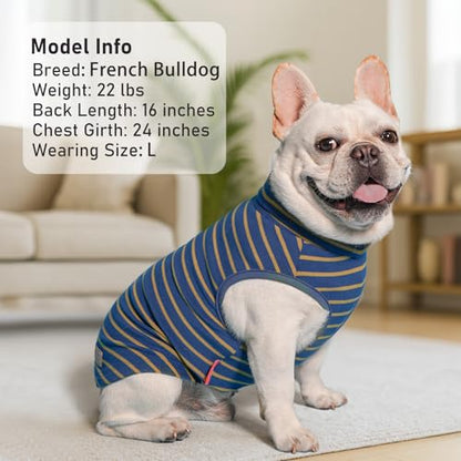 KYEESE 2Pack Dog Sweater Warm Dogs Clothes Pets Sweatshirt Soft Turtleneck Small Pets Sweaters Pet Coats Stretchy Dog Sweaters for Small Dogs Male - color: 2# Stripe+Navyblue, size: Large (12-18lbs)