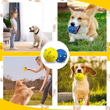 2 Pack Dog Balls Indestructible Tennis for Dogs Durable Bouncy Dog Toy for Aggressive Chewers Interactive Dog Toys for Water Toy Fetch Balls (Yellow,Blue) - color: Yellow,Blue