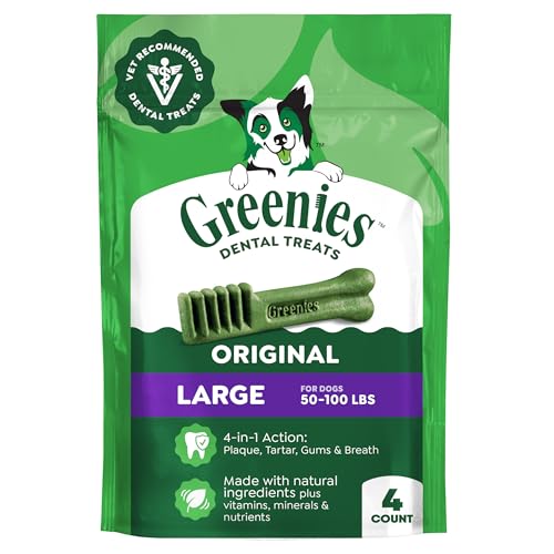 Greenies Veterinarian-Recommended Adult Natural Dental Dog Treats Large Size, Dog Dental Chews, Original Flavor, 6 oz. Pack, 4 Count - size: 4 Count (Pack of 1)