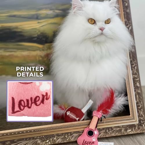 Haute Diggity Kitty Era Collection Set, Plush Cat Toys Catnip Filled with Interactive Crackle Sound, Safe & Durable Toys for Cat & Kitten, 2 Pcs - style: Kitty Guitar + Plush Football