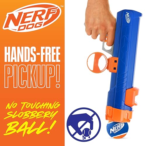 Nerf Dog Tennis Ball Blaster Dog Toy Blue/Orange, 16 Inch Compact Blaster with 1 Ball - size: 16 in Compact Blaster with 1 Ball