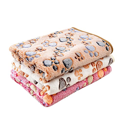 Doovid Pet Blanket Soft Fluffy Fleece Pet Mat Doggy Flannel Blanket Dog Cat Cute Paw Print Pet Blankets Brown Paw Medium(30''*20'') - color: Brown Paw, size: Medium(30''*20'')