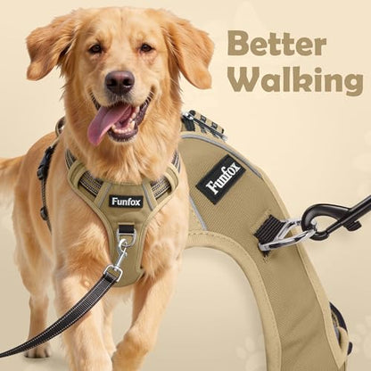 Funfox Dog Harness No Pull, Adjustable Pet Vest Harness, Super Soft Material with Vertical Handle Easy Control, Reflective Night Walking, 2 Leash Clips for Small Sized Dogs, Brown, S - color: Brown, size: Small