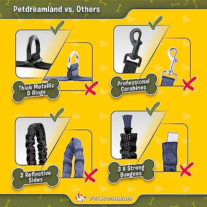 Exquisite Hands Free Dog Leash for Large Dogs. Ultimate Comfort & Freedom for Running, Walking, Hiking. Premium Quality, Durable & Versatile Waist Leash. Your Dog Will Love It. - color: Black & Red