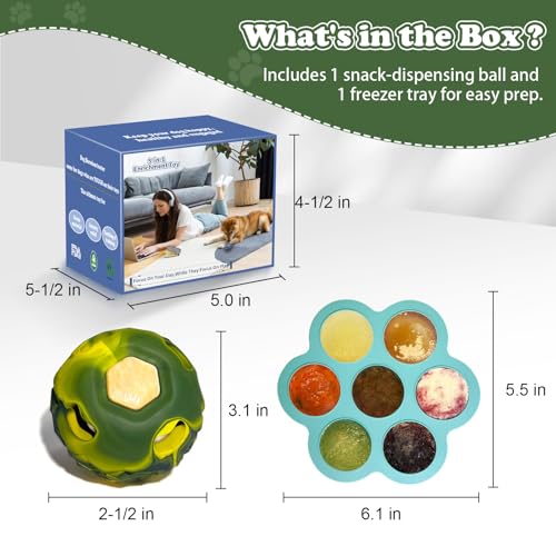 5-in-1 Frozen Dog Enrichment Toys,Interactive Dog Toys with DIY Freezable Fillable Mold,Natural Rubber,Dishwasher Safe（Small） - color: Green, size: Small