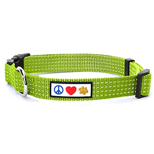 Pawtitas Reflective Dog Collar for X-Small Dogs – Adjustable Nylon Puppy Collar with Quick-Release Buckle | Fits Neck 8–13 in | Night Safety Training Collar | XS | Green - color: Green, size: X-Small (Pack of 1)