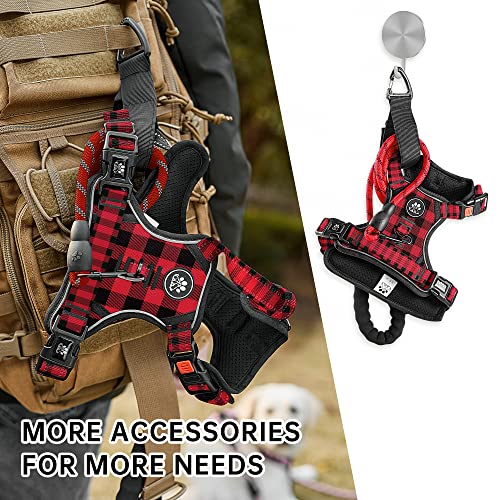 No Pull Dog Harness with Leash, Reflective No Choke Pet Vest Harness,Adjustable Soft Padded Dog Harness with Easy Control Handle for Small Dogs(Checkered Red,Small) - color: Checkered Red, size: 【S】neck 11-15" chest 15-21"