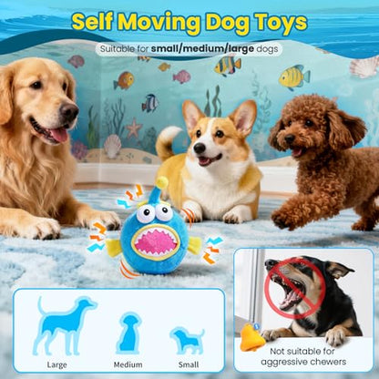 Interactive Dog Toys, Self Moving Dog Toy to Keep Them Busy, Electronic Vibrating Dogs Toy/Squeaky Bouncing Ball for Small Medium Large Dogs with Jumping Music Mode (Lanternfish) - color: Lanternfish