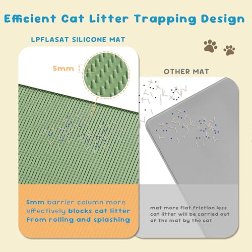 Cat Litter Mat, (33" X 21") Silicone Litter Trapping Mat - Waterproof/Urine Proof, Litter Box Mat - Keep the Floor Clean Green - color: Green, size: L