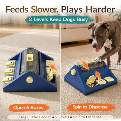 Dog Puzzle Toy, Large Size, 2 Levels of Challenge, Paw-Activated Rolling Treat Dispenser, Slow Feeder & Mental Stimulation for Small/Medium Dogs Enrichment Toys