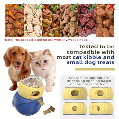 Interactive Cat Toys - Adjustable Food Dispenser | Fun Sliding & Rolling | Enrichment Portion-Control Slow Feeder for Kittens & Adult Cats