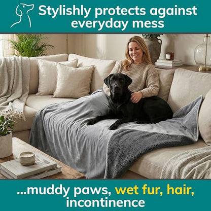 Waterproof Dog Blanket Washable – Leakproof XXL Dog Blanket for Bed, Sectional & Large Couch, Reversible - Gray Microfiber & Gray Sherpa Fleece, 60x79 Inches. - color: Gray Microfiber/Gray Sherpa, size: XXL (60" x 79")