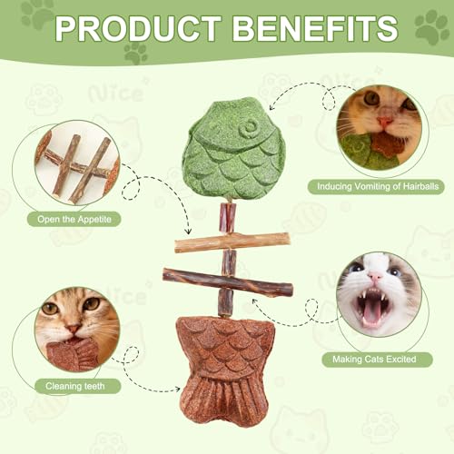 3PCS Creative Fish Bone Cat Toy,Purrident - Fix Your Cat’s Dental Health,Fishbone Shape Cat Teething,Wooden Catnip Teeth Cleaning Stick,Natural Fishbone Cat Dental Toy,Durable Feline Tooth Care Tool