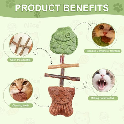 3PCS Creative Fish Bone Cat Toy,Purrident - Fix Your Cat’s Dental Health,Fishbone Shape Cat Teething,Wooden Catnip Teeth Cleaning Stick,Natural Fishbone Cat Dental Toy,Durable Feline Tooth Care Tool