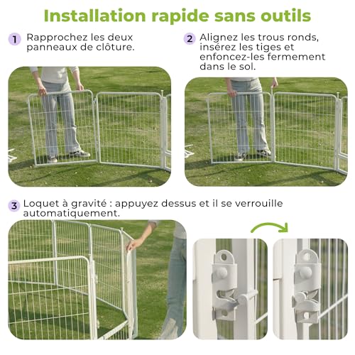 Dog Playpen Indoor, 32 Inch 16 Panels Puppy Playpen for Small and Medium Dogs, Easy Setup Anti-Rust Pet Fence, White - size: 32 inch