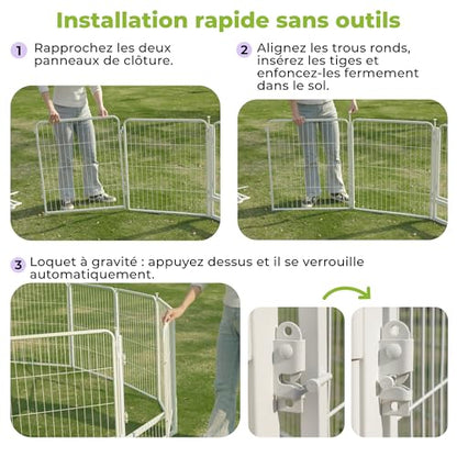 Dog Playpen Indoor, 32 Inch 16 Panels Puppy Playpen for Small and Medium Dogs, Easy Setup Anti-Rust Pet Fence, White - size: 32 inch